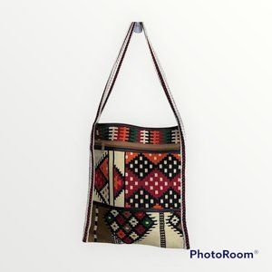 New Boho Aztec Southwestern Ethnic Weave Colorful Multicolor Large Shoulder Bag